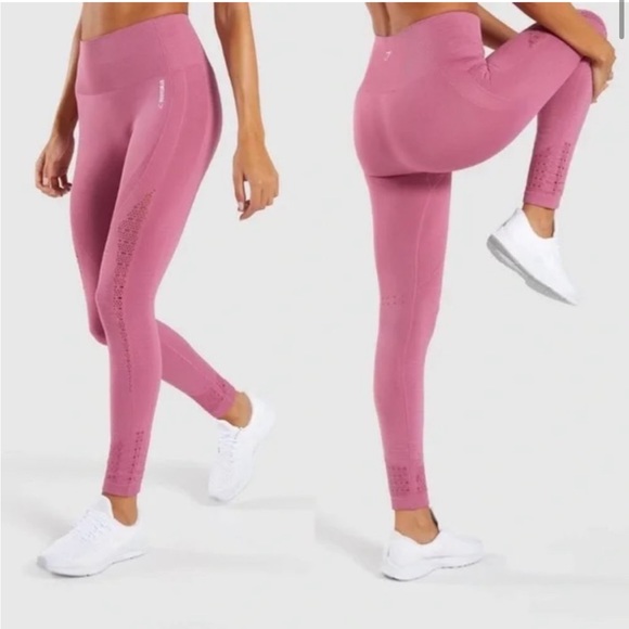 Gymshark EUC Energy + Seamless Dusty Pink Leggings Size Medium high waisted - Picture 1 of 15